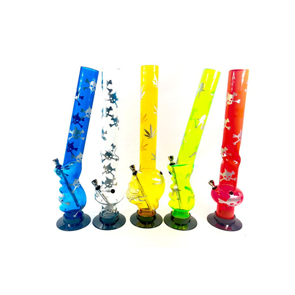 18″ Leaf Printed Mixed Design Acrylic Bong – FAP-A